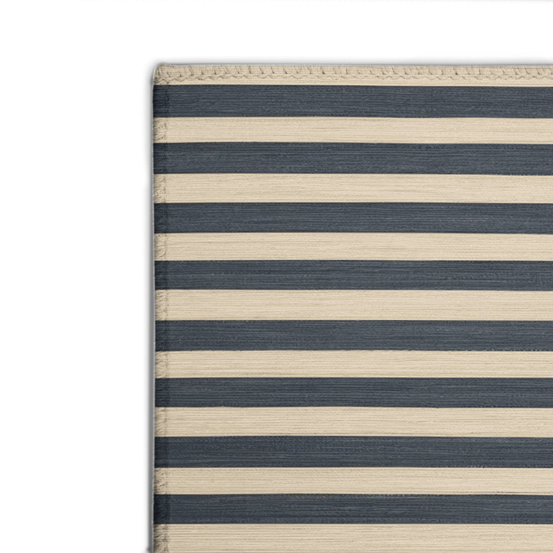 HorizontalStripes Black Indoor and Outdoor Area Rug, Rectangle 4' x 6'