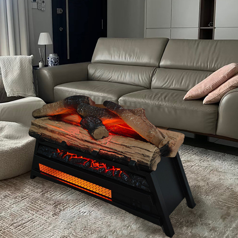 23" 3D Flame Effect Electric Fireplace  with Timing Function,Infrared Fireplace Heater for Indoor