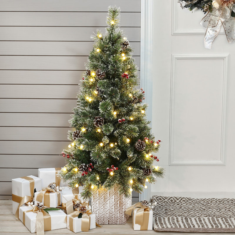 4Ft Pre-Lit Artificial Pine Tree Potted