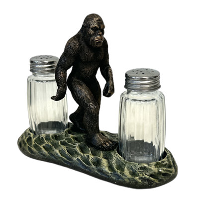 Polyresin Bigfoot Sasquatch Woodland Forest Cryptid Themed Salt and Pepper Shaker Holder Set