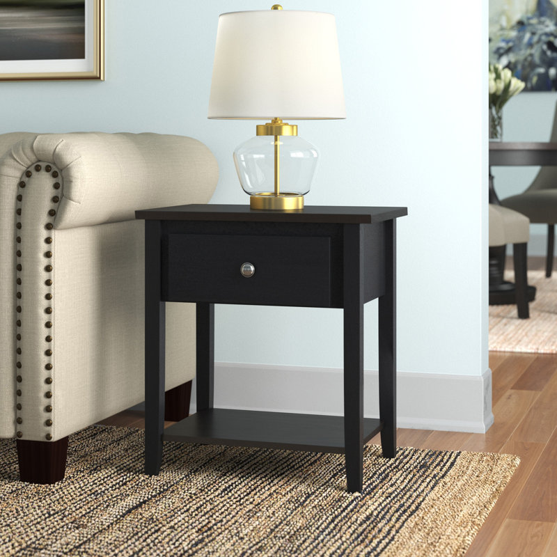 Anke End Table with Storage, Black