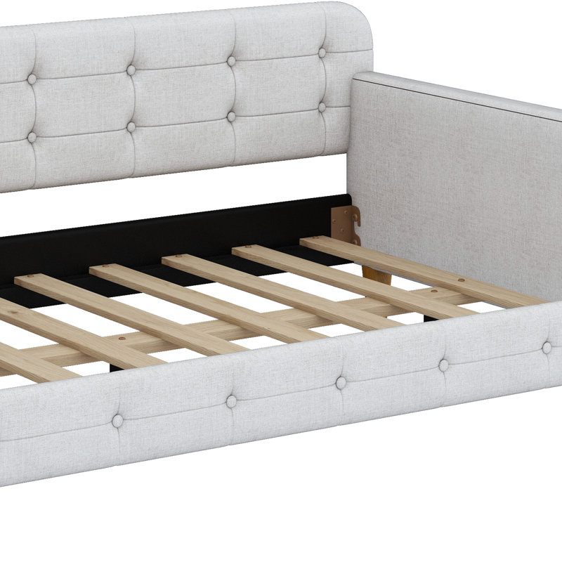 Structure de lit de jour avec pieds de soutien, Beige