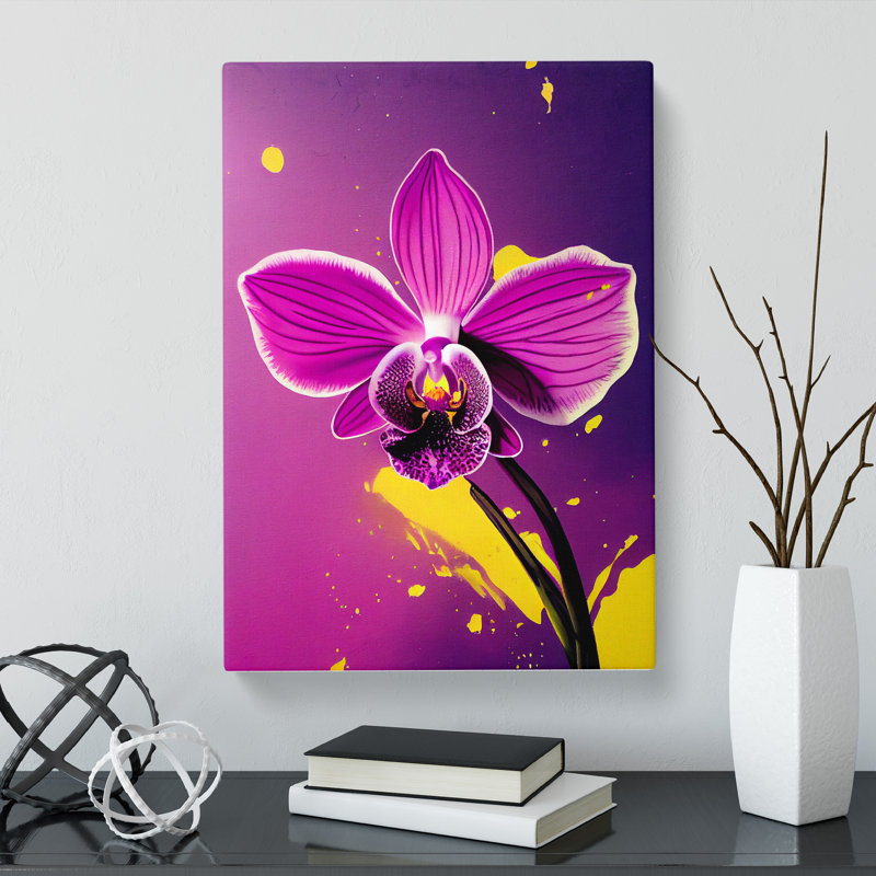 CAN-V0523-1649X Orchid Flower Splatter Vol.2 - Wrapped Canvas Print, 76cm H x 50cm W x 3cm D