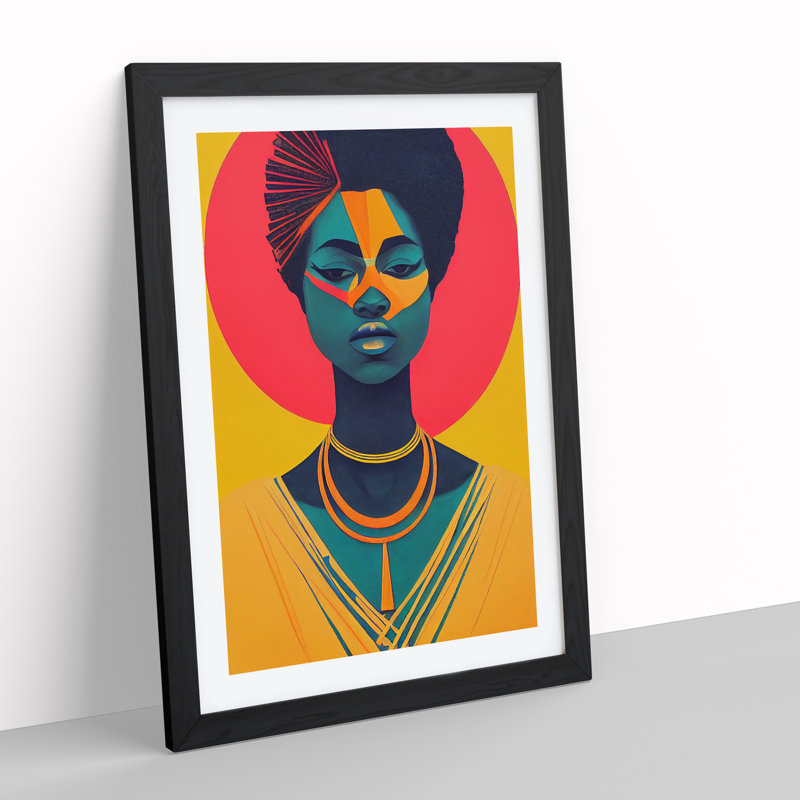 Bold Woman Abstract - Single Picture Frame Painting, 64cm H x 46cm W x 2cm D, Black