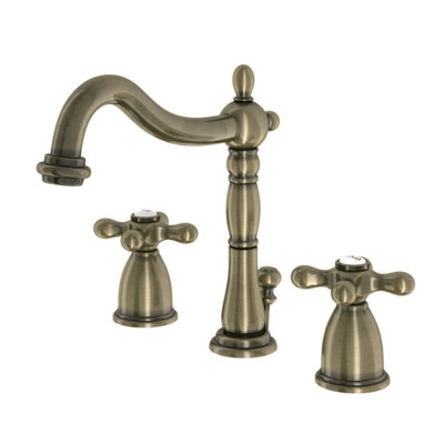 Robinet de salle de bain à deux poignées et à 3 trous à fixation sur comptoir avec bonde mécanique Kingston Brass