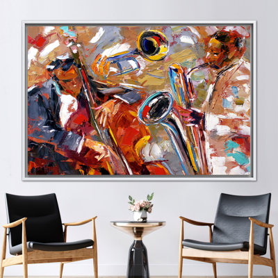 Art abstrait sur toile de musique de jazz mettant en vedette des éléments de saxophone et d'ethnie afro-américaine