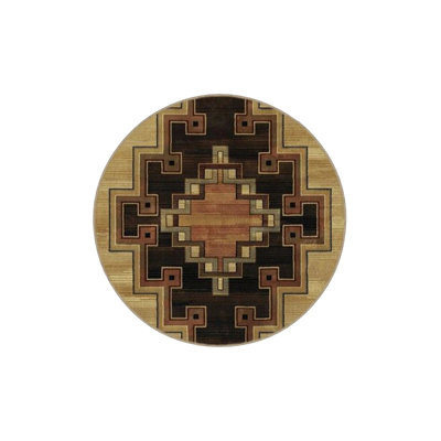 Beige Colored Themed Motif Ethnic Geometric Patterned Vintage Decorative Carpet