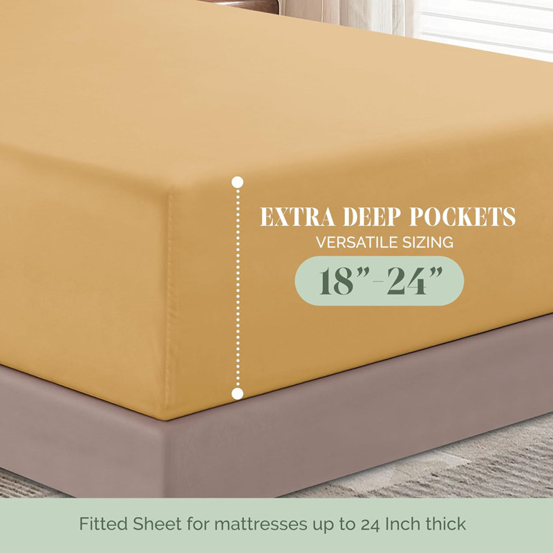 Ensemble de draps 4 pièces en microfibre de qualité hôtelière Elegant Comfort Luxury 1500, Gold