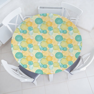 East Urban Home Abstract Fitted Round TableclTeal Earth Yellow 78848