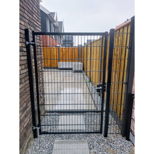 Professional 4 ft. x 6 ft. Black Steel Residential Fence Gate