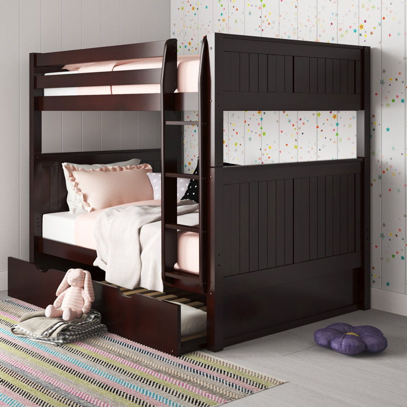 Stig Kids Full Over Full Bunk Bed with Twin Trundle, Cappuccino