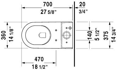 Starck 3 1.28 GPF Toilet Bowl (Seat Not Included)