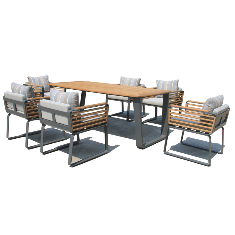 Palazzolo 6 - Person Teak Patio Dining Set with Rectangular Table , Cushions Included