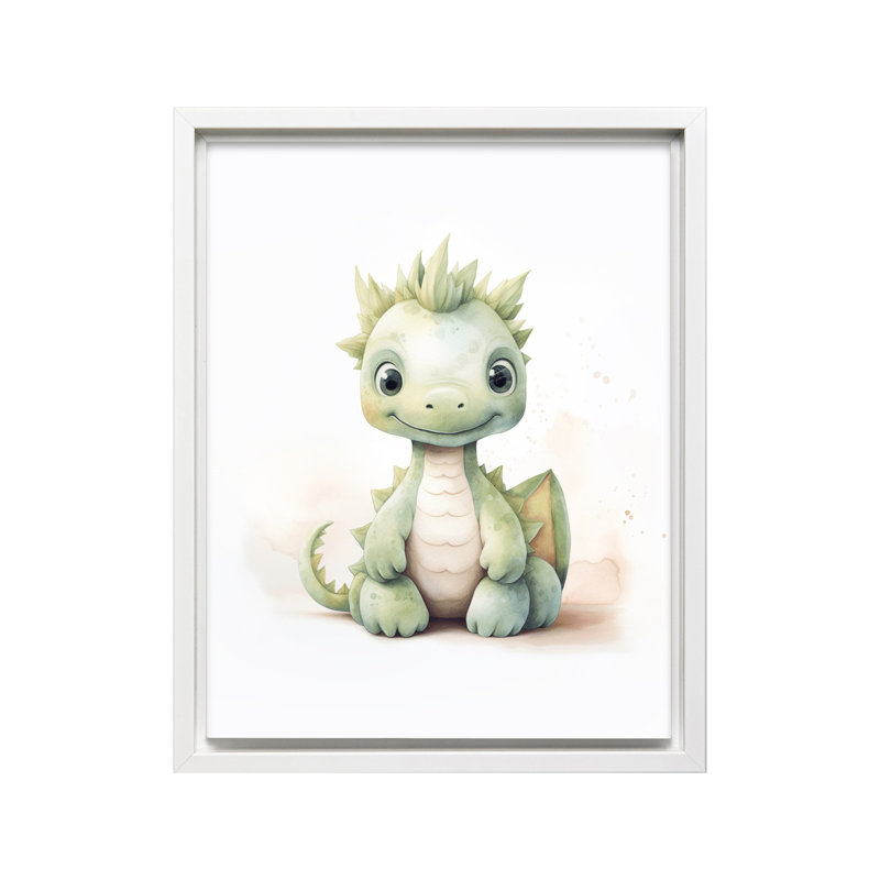 Baby Dragon Plush, Canvas, 24"H x 32"W, White Framed
