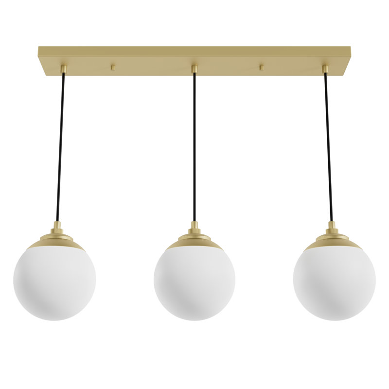 Hepburn 3 - Light Linear Globe Pendant, Painted Modern Brass