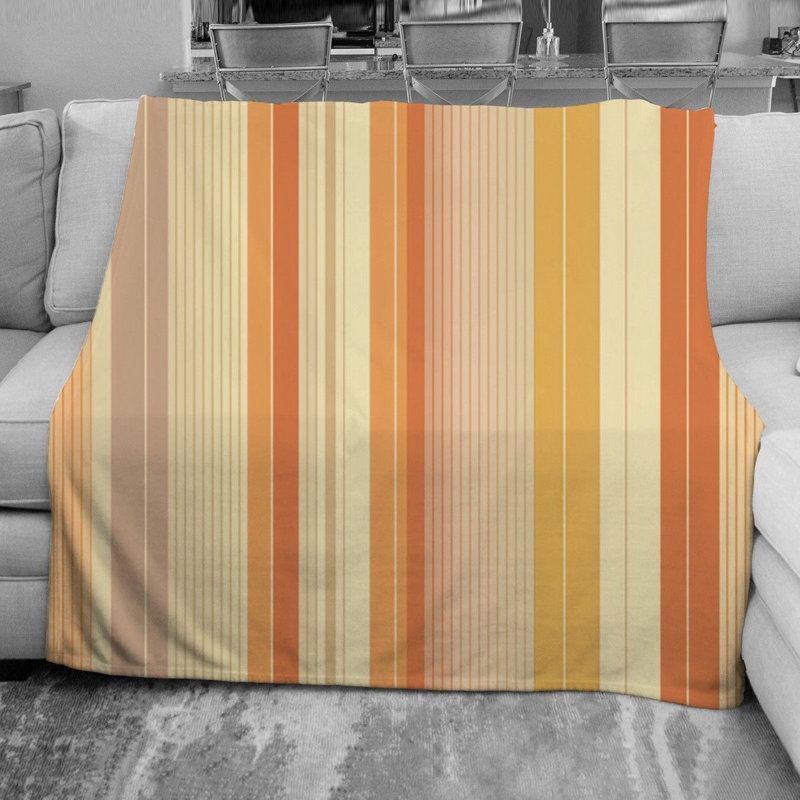 Vertical Striped Fleece Blanket, 51" W x 60" L, Orange/Yellow