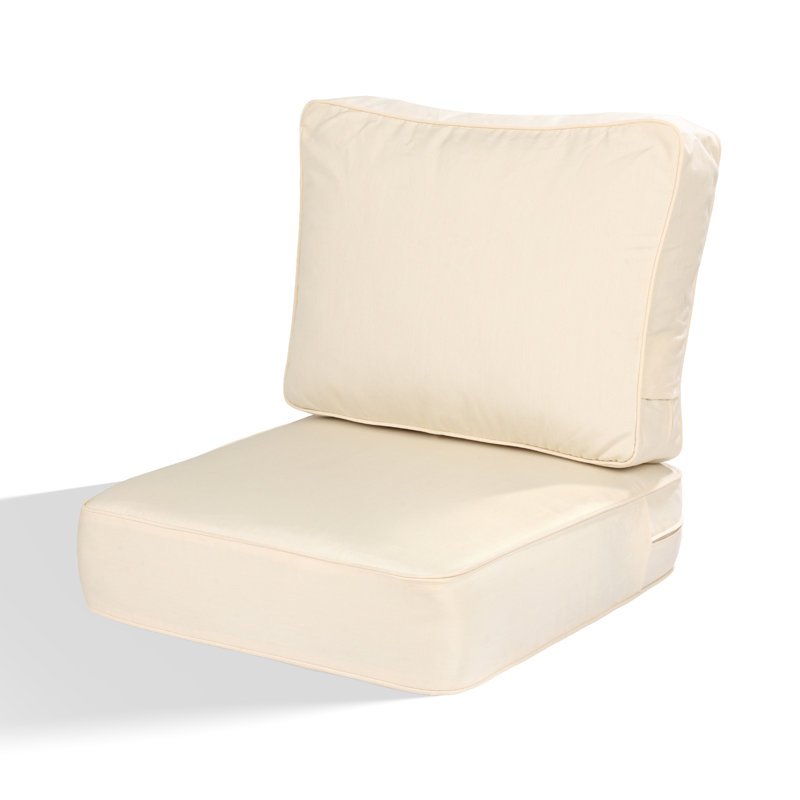 6 Inch Sunbrella Outdoor Chair Seat Back Cushion Set, 24" W x 25" D, Canvas Vellum