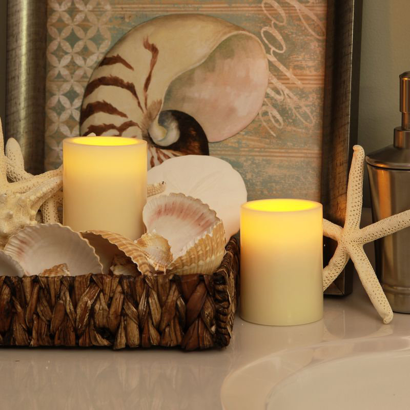 Bougie pilier en cire ivoire sans flamme