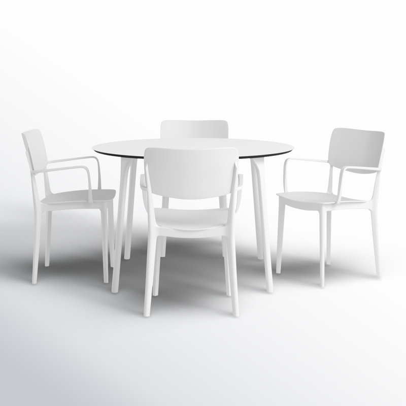 Farrah 4 - Person Patio Dining Set with Round Table, White