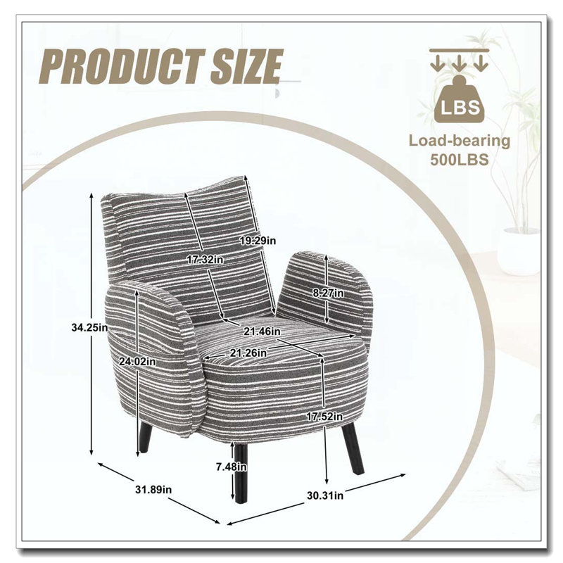 Boucle Upholstered  Accent Chair, Dark Gray