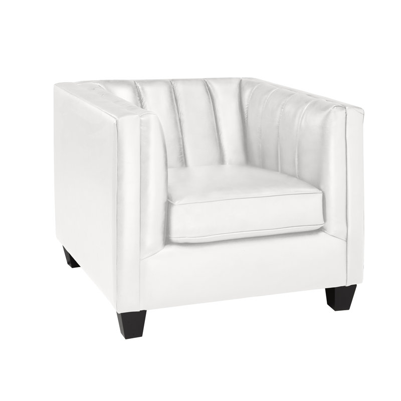 Fauteuil Telfair, Cuir véritable crème