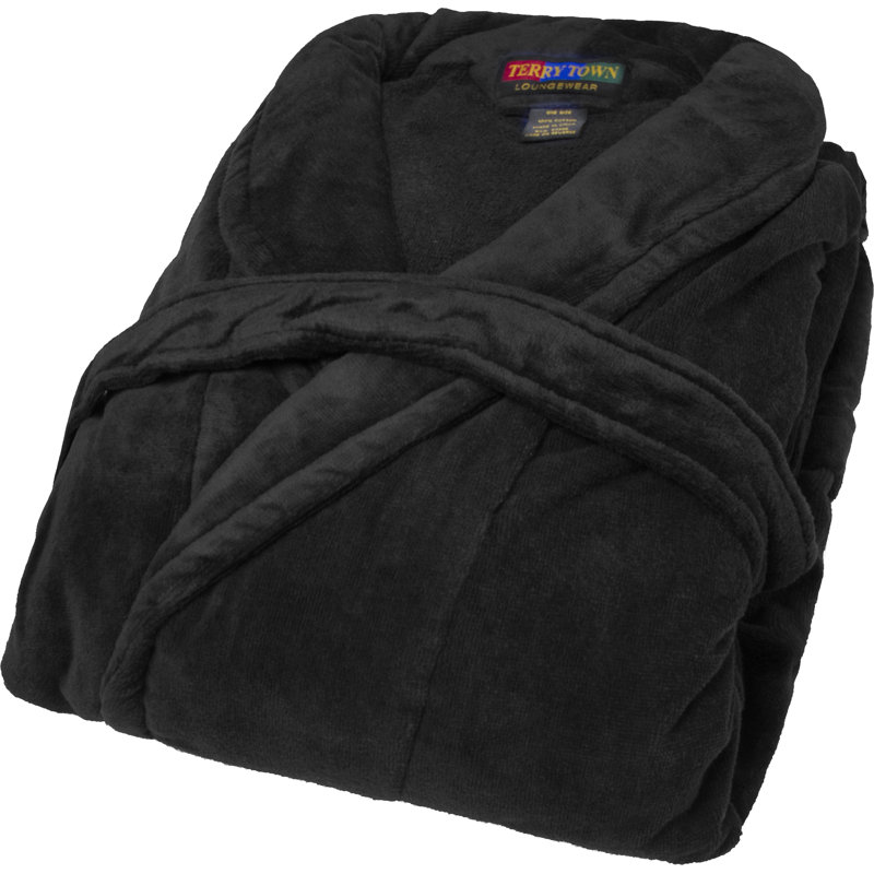 Peignoir 100% coton velours éponge Terry, Noir