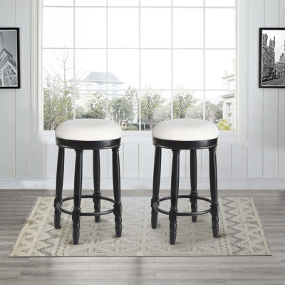 Bar Stools Set of 2,360 Degree Swivel,Accent Wooden Swivel Seat Counter Height Bar Stool,Fabric Cushioned Seat,Bar stool Perfect for Dining & Living Room