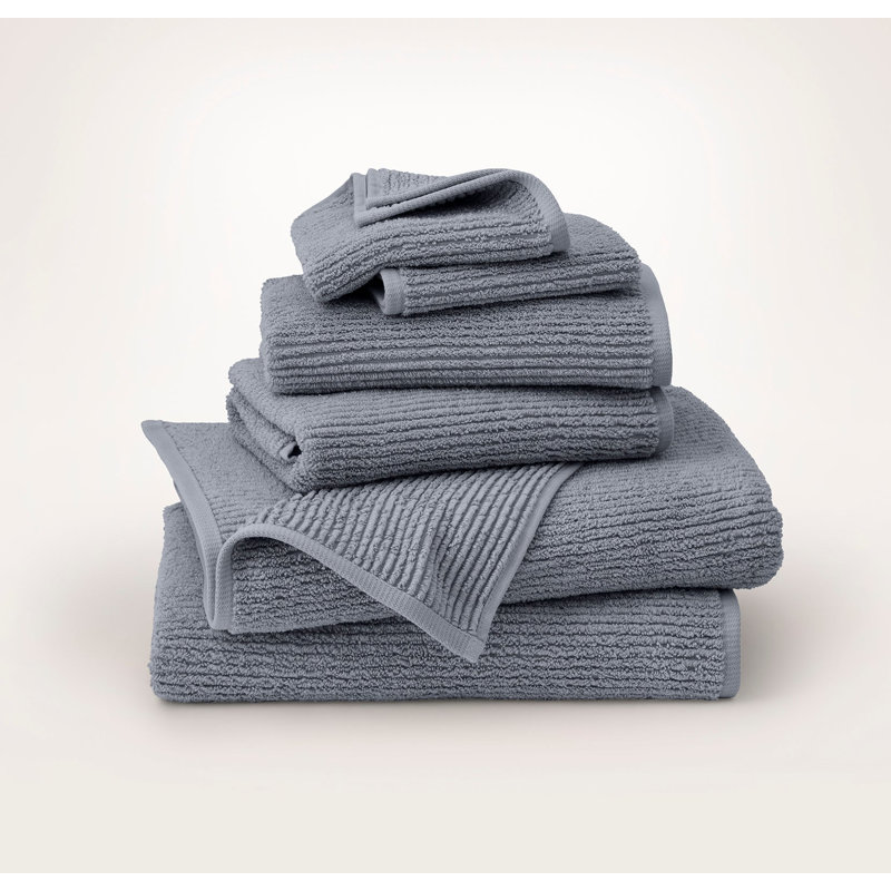 Turkish Ribbed Bath Sheet Set, Mineral, 6 Pieces: 2 Bath Sheet, 2 Washcloth, 2 Hand Towel
