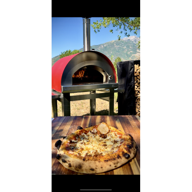Outdoor Wood-Fired Pizza Oven, Red