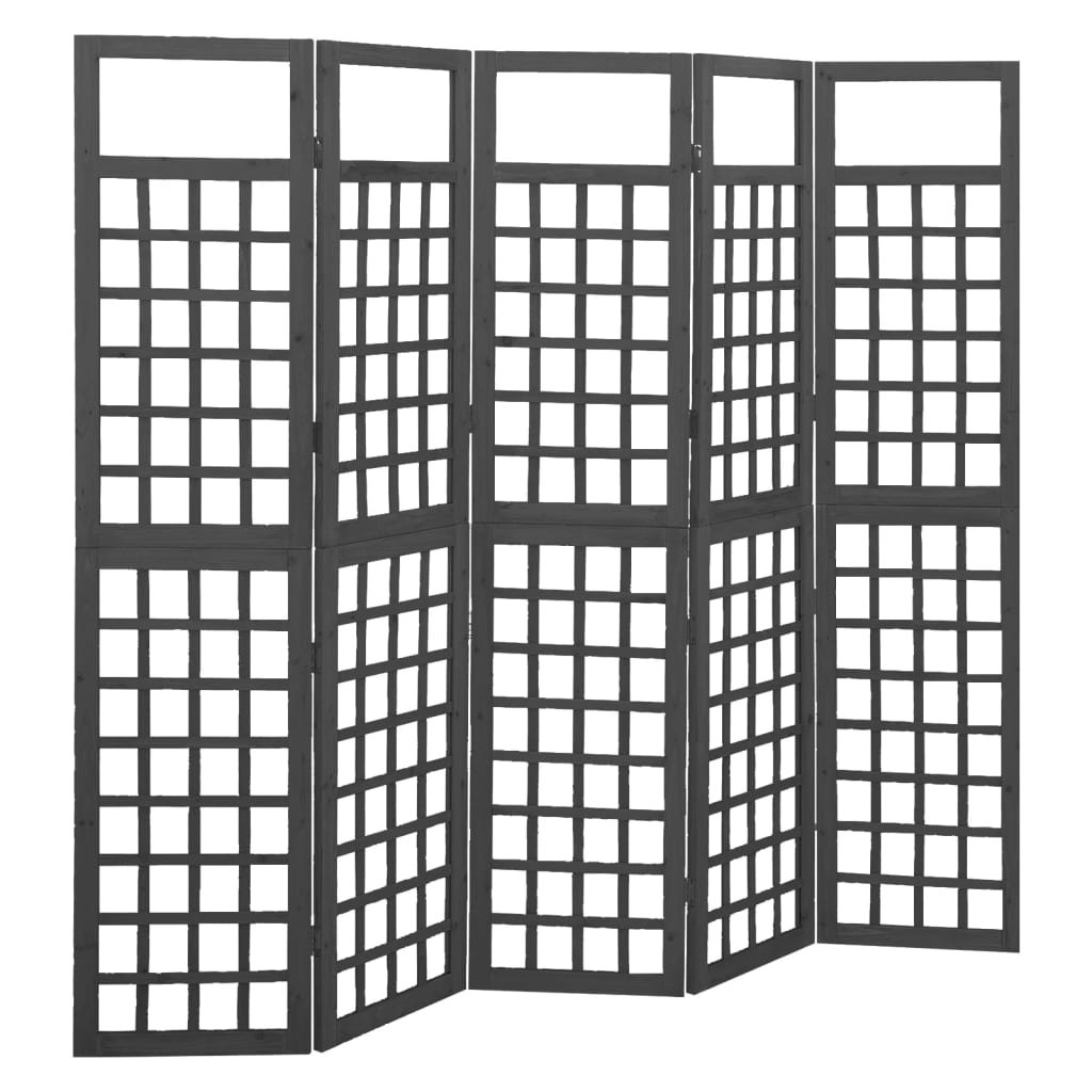 6-Panel Trellis Room Divider – Solid Fir Wood, Black, 242.5X180 Cm – Privacy Screen And Decorative Partition For Home An...