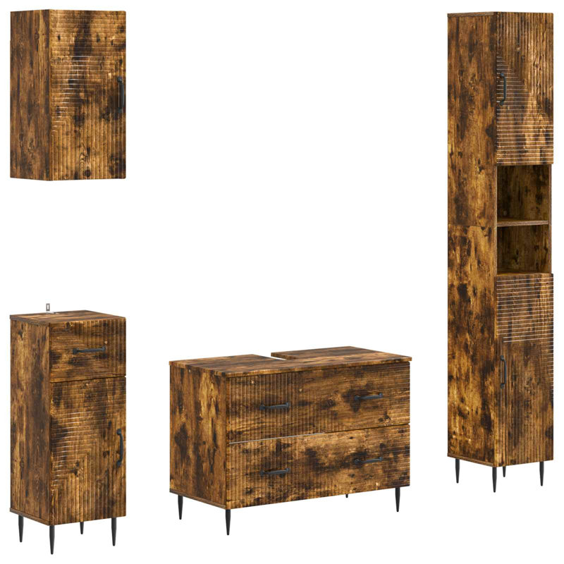 Bathroom Storage Furniture Set, Smoked Oak