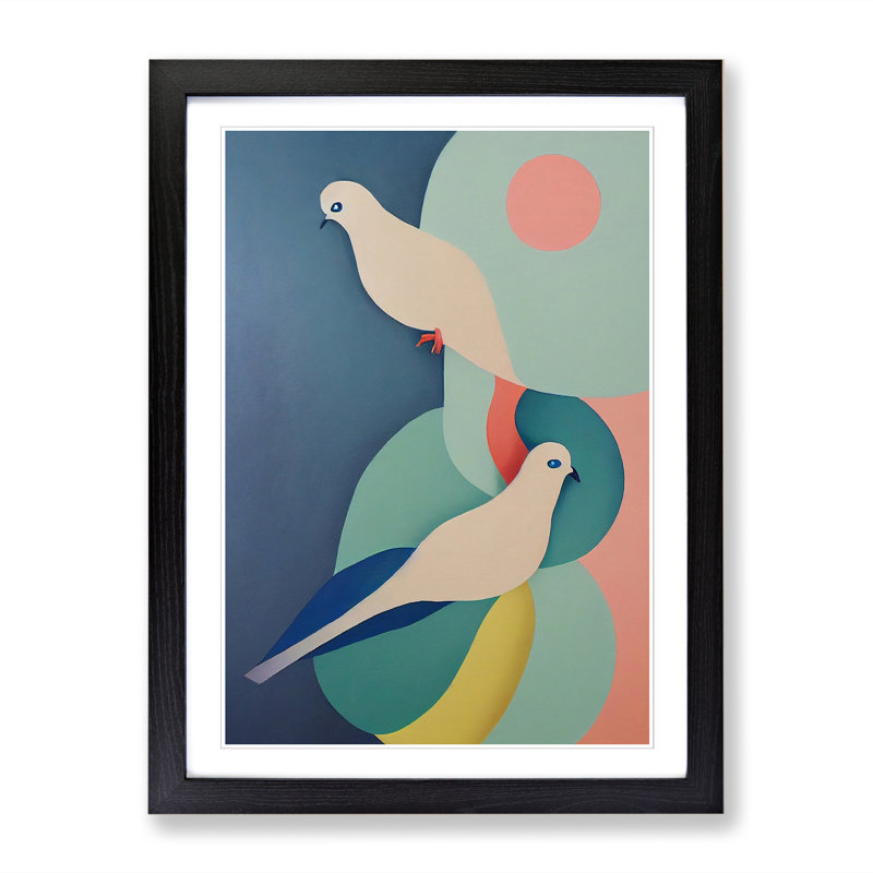 Dove Birds - Picture Frame Print, Black, 64cm H x 46cm W x 2cm D
