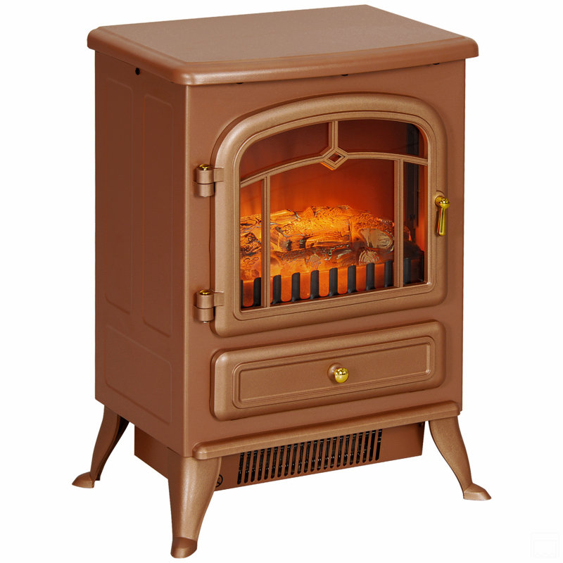 22" Electric Fireplace Heater, Freestanding Fire Place Stove With Realistic Led Flames And Logs, And Overheating Protection