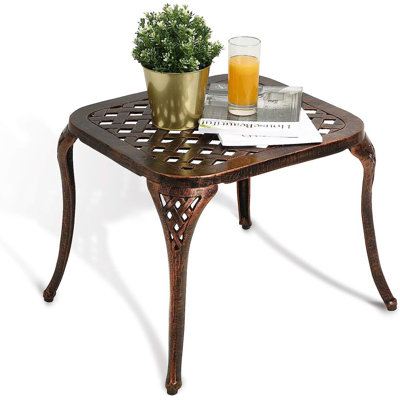Patio End Table Outdoor Small Side Table Metal Tables for Patio, Pool, Porch or Garden