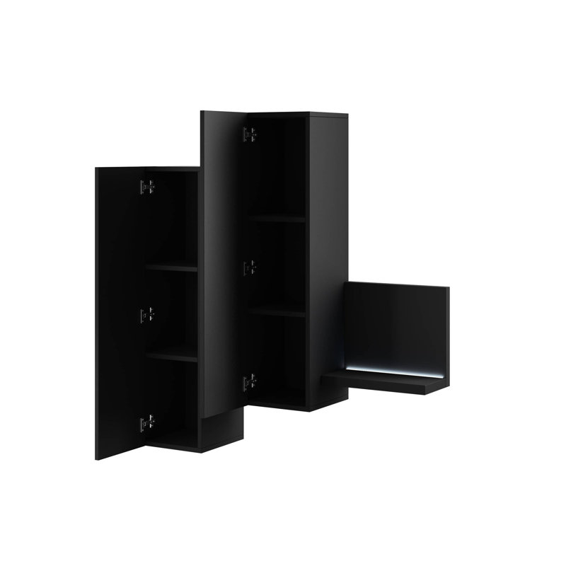 Dashawnna 4 Piece Floating Shelf, Black
