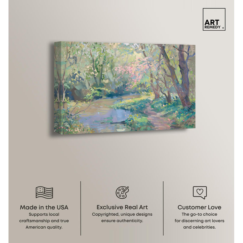 Pastel Creek Impressionism Wrapped Canvas Art, 15" x 10"
