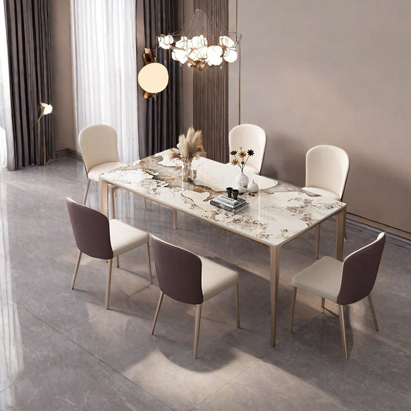 Modern simple rock plate dining table sets, 29.52"H x 62.99"L x 31.49"W