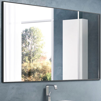 36X24 Inches Black Decorative Mirror With Solid Aluminum Frame - Versatile For Bedroom, Bathroom, Living Room, Dressing Room 36'' X 24'' -Proof, Ideal Bedroom Use