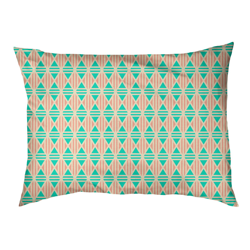 Coussin décoratif en losanges Byrge, Moyen (l 29,5 po x P 9,5 po x H 19,5 po), Sarcelle / orange