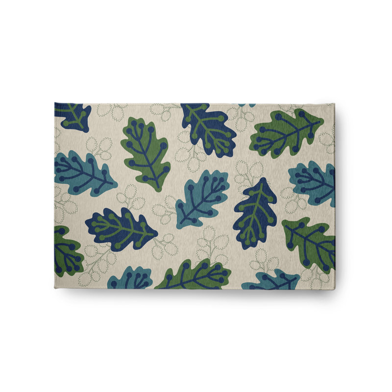 Tapis en chenille rétro à motif de feuilles d'automne CRFN744BL37BL44, Rectangle 2 pi x 3 pi