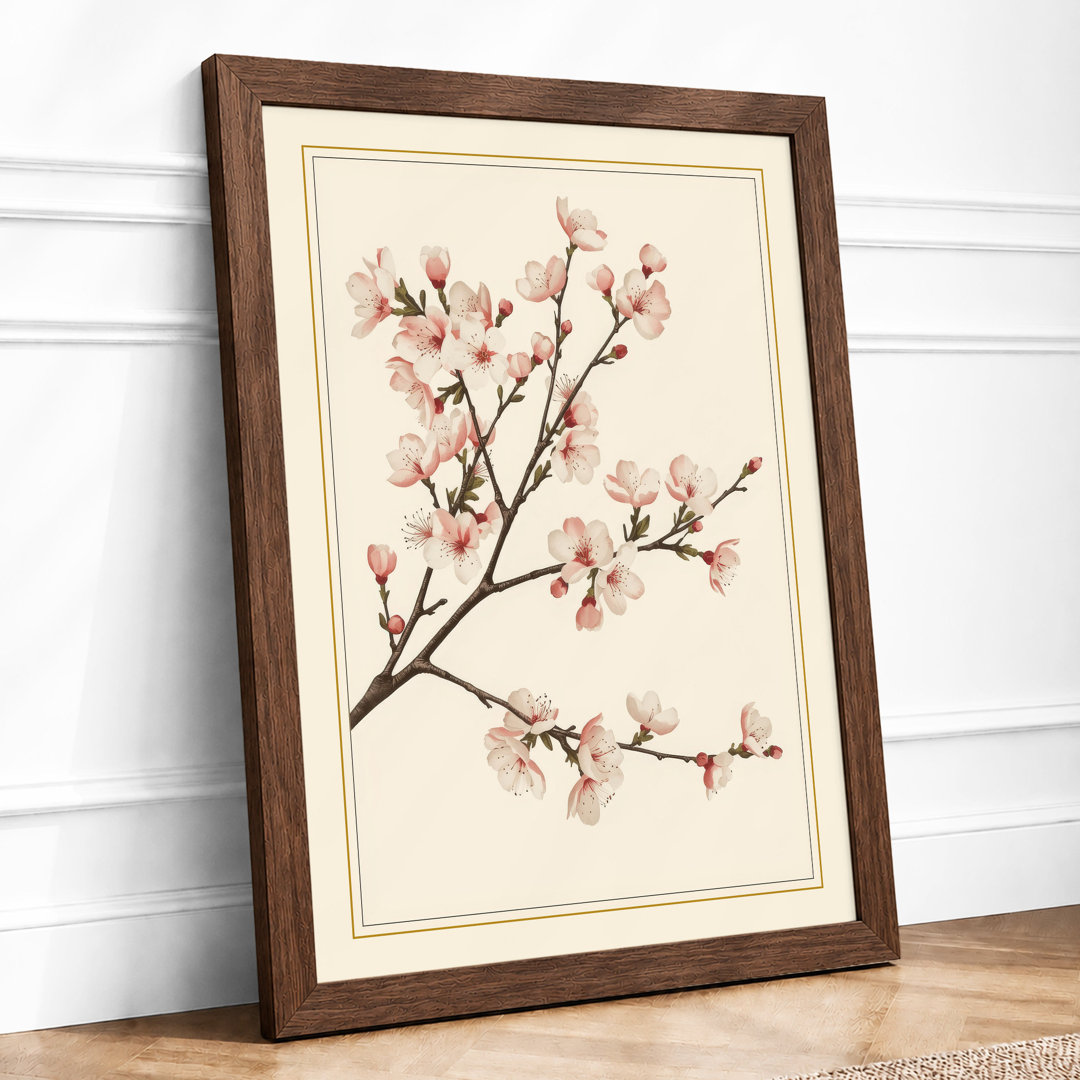 Moonlit Cherry Blossom Botanical - Framed Print