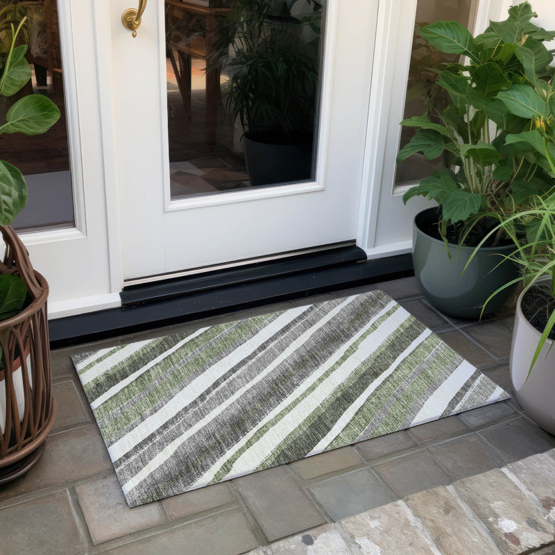 Machine Washable Indoor/Outdoor Huseby ACN2282 Stripes Rug, Rectangle 1'8" x 2'6"