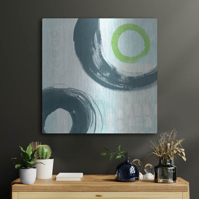 «Blue Circles III» par Linda Woods, H 24 po x l 24 po