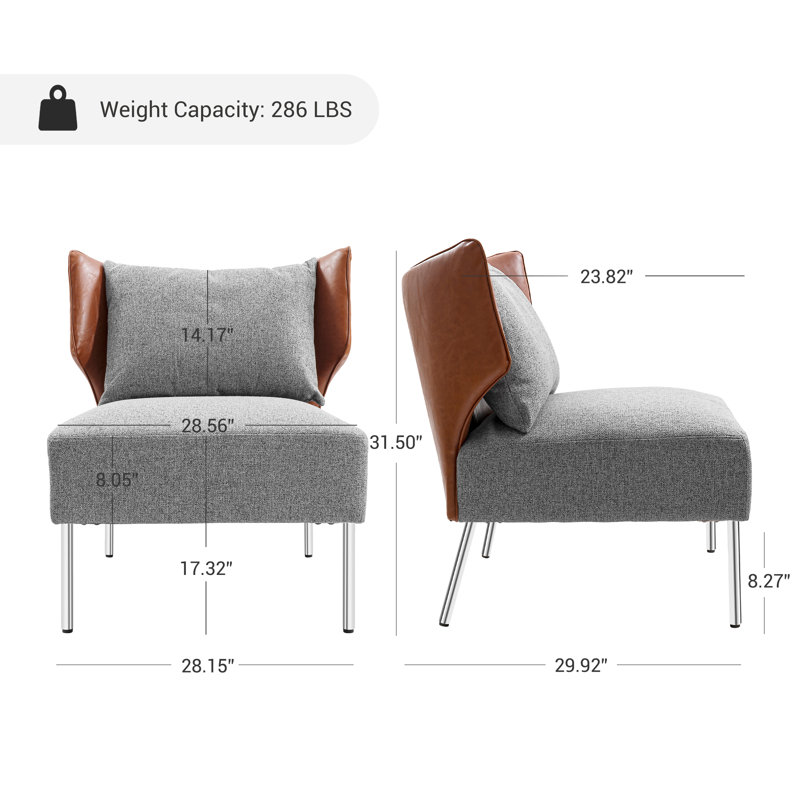 Ensemble de 2 fauteuils demi-tonneau rembourrés avec dossier amovible, Gris