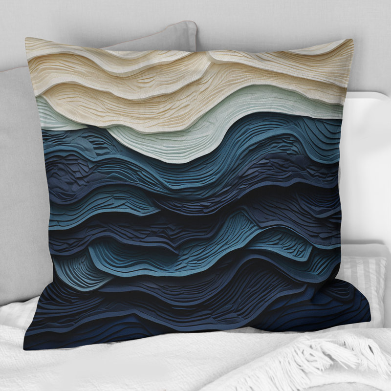 Coussin bleu et blanc Coastal Wave S Edge