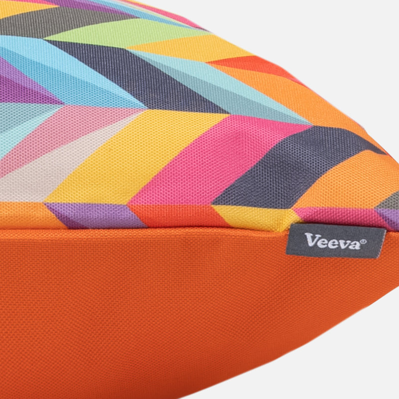 Herringbone Print Indoor-Outdoor Cushion, Multicolour
