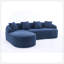 Canapé modulaire en L en éponge à compression complète avec méridienne incurvée, canapé modulaire en chenille bleu marine, haute densité 30D pour un salon d'appartement. 900 lb.-118043819