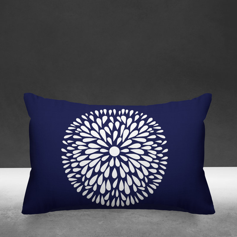 Coussin Pheobe, 14 po x 20 po, Bleu marine, Rectangle