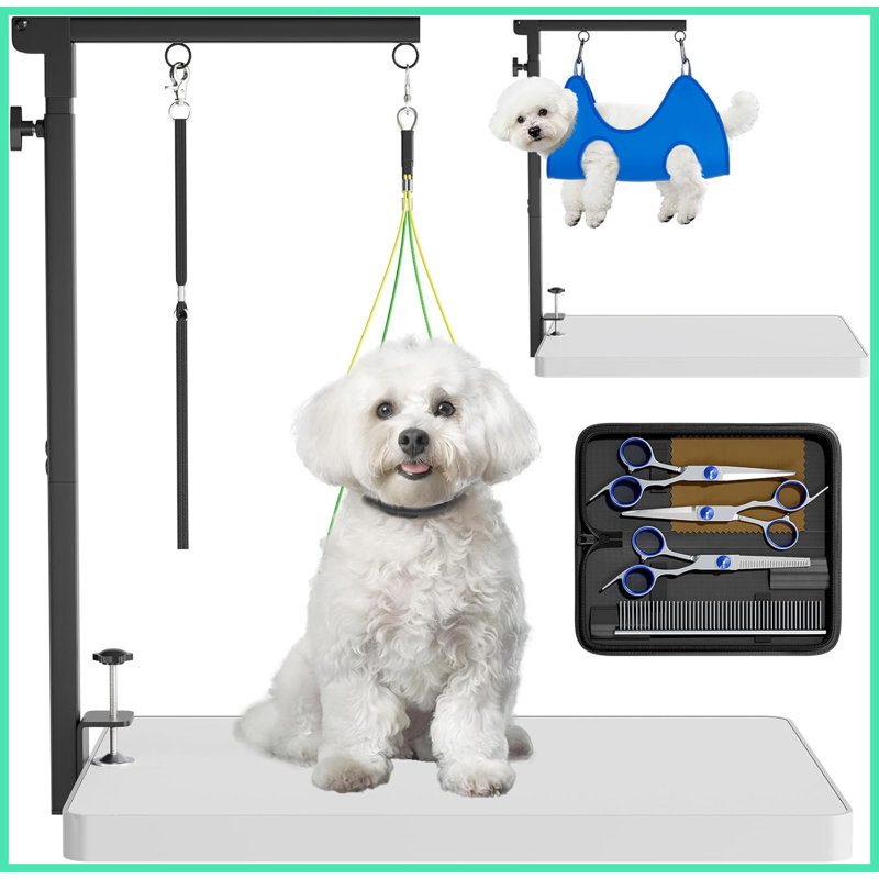 Foldable Dog Grooming Arm with Clamp - Adjustable Grooming Table
