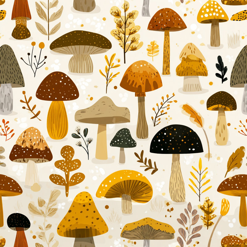 «Autumn Mushroom Meadow», art mural sur toile tendue, H 40 po x l 40 po
